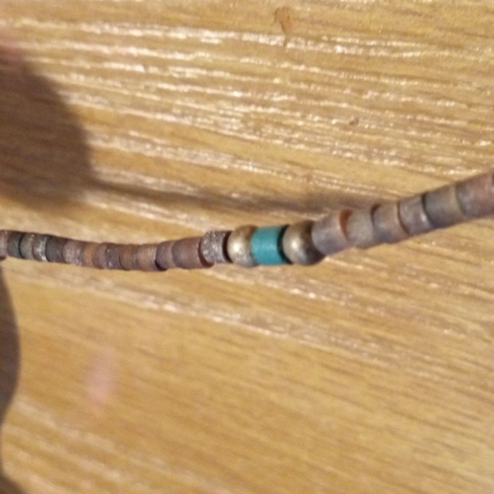 Vintage Heishi Turquoise Silver Ball Bead Necklace